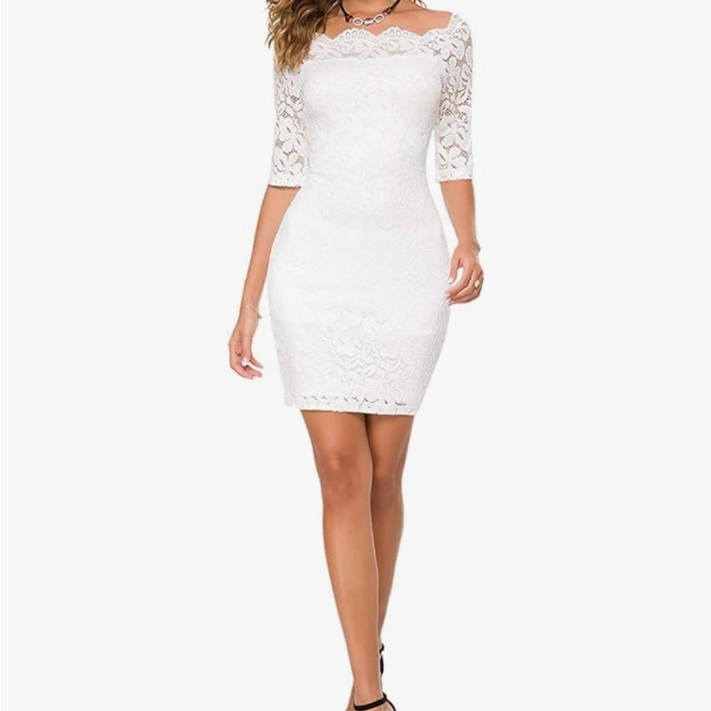 Atnlewhi Womens Lace Off Shoulder Sexy Bodycon Dresses Slim Fit Mini